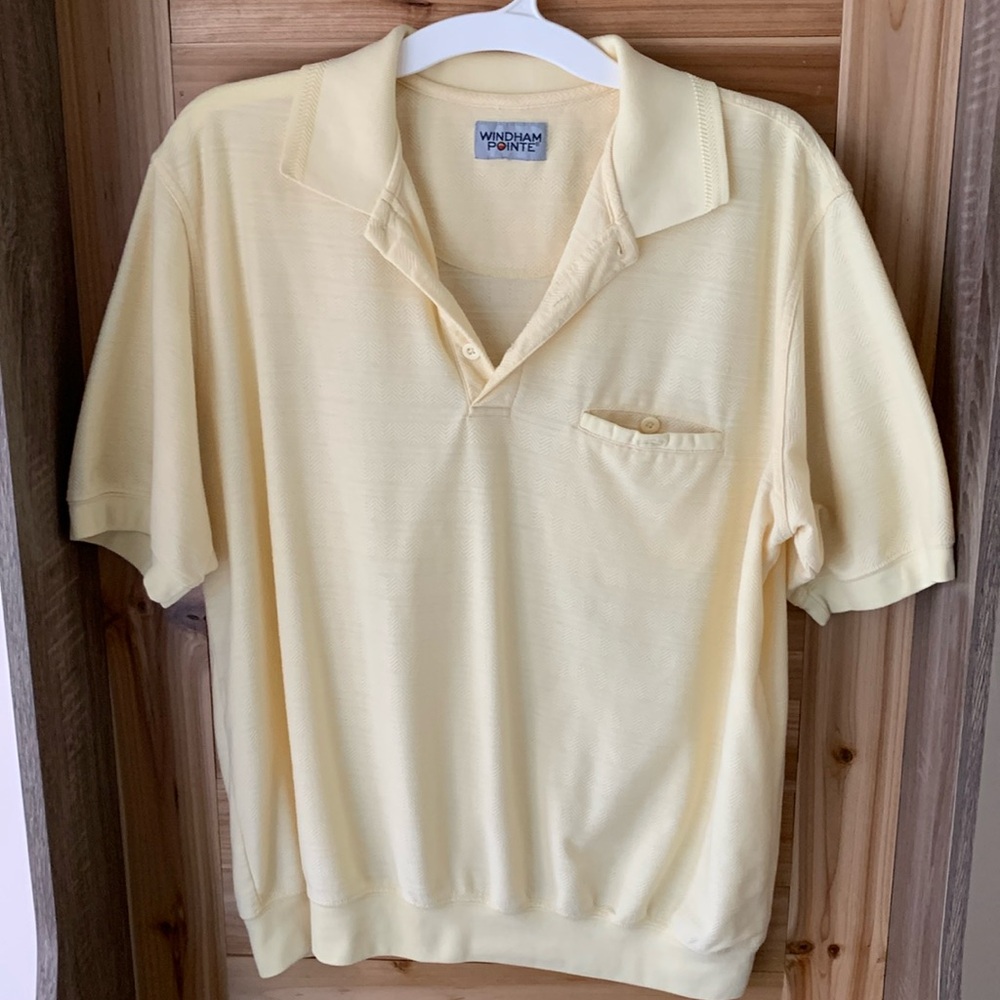 Polo Shirt Men's Yellow Collar & Side Pocket XL
